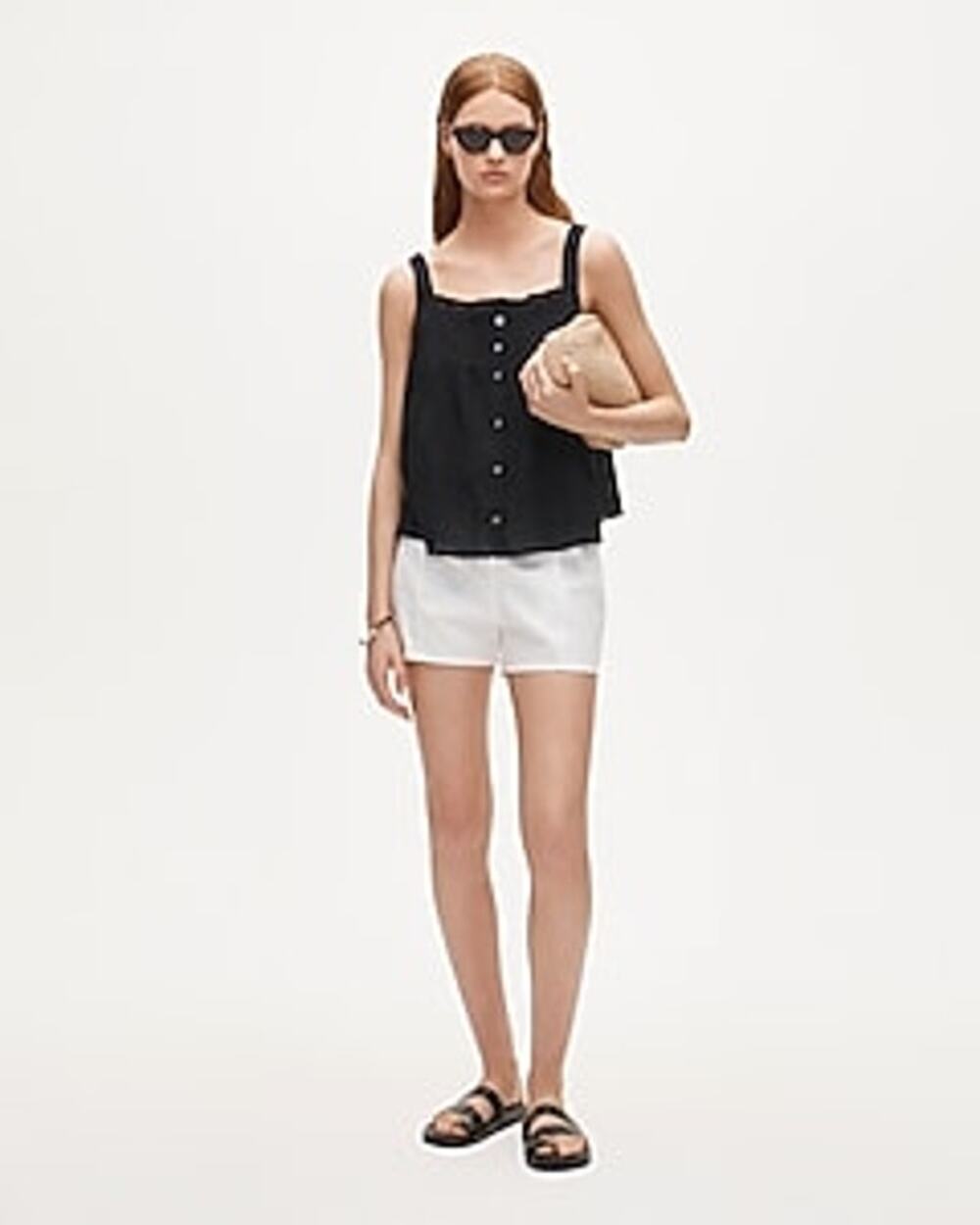 J.Crew Fairy Breezy Minimalist Smocked Crinkle Black Tank Top XXS